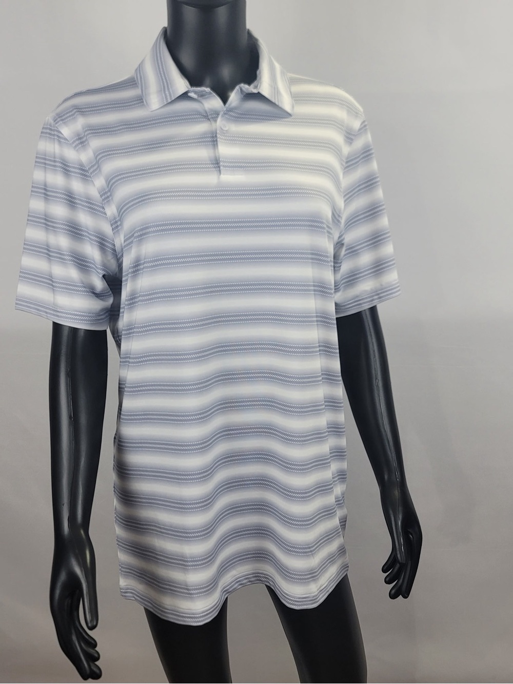 Men’s Size Small - NIKE DRI-FIT Men's Striped Polo Shirt in Light Blue and White
